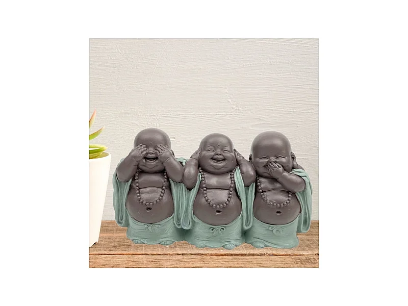 Statue 3 lachende Buddhas aus Polyresin