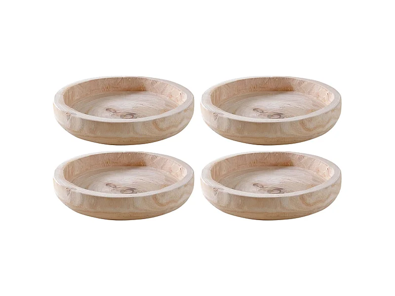 Plateau rond en paulownia (Lot de 4)