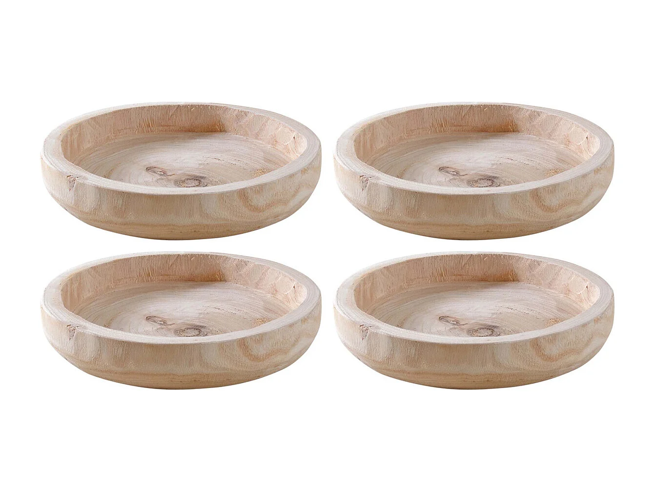 Plateau rond en paulownia (Lot de 4)