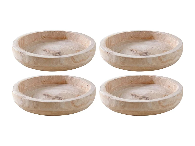 Plateau rond en paulownia (Lot de 4)