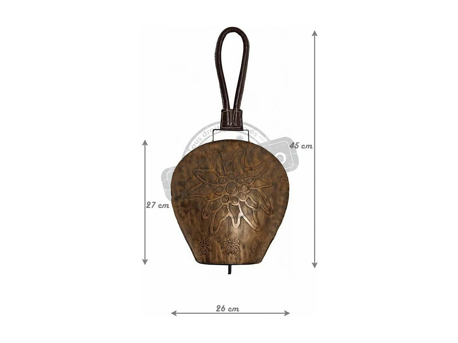 Cloche Edelweiss en métal cuivré 27 cm