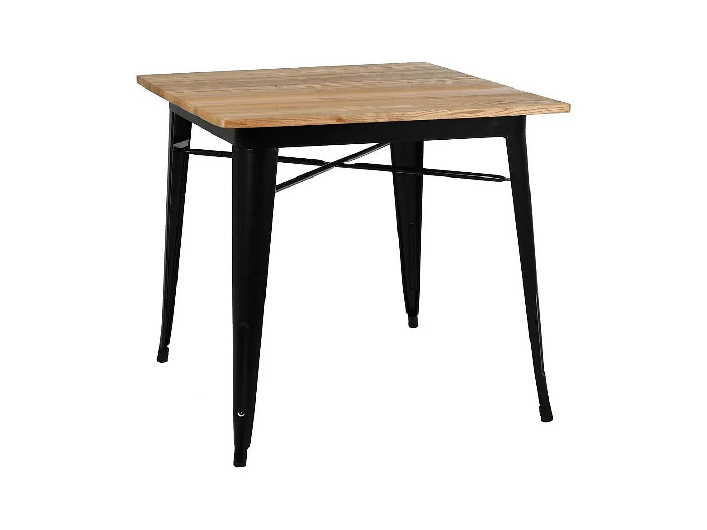 Table carrée industrielle en métal et bois d'orme huilé