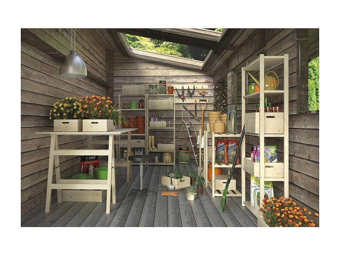 Etagère Natura 5 tablettes et montants à lattes