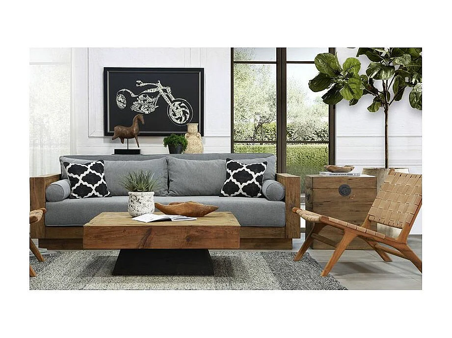 Table basse carrée en pin recyclé REWOOD