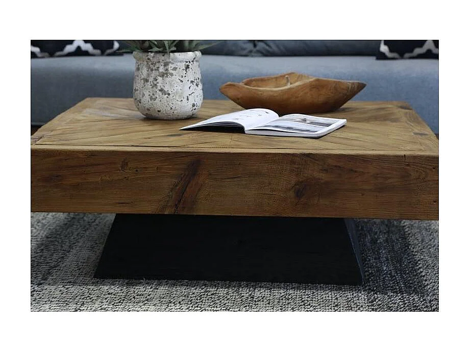 Table basse carrée en pin recyclé REWOOD