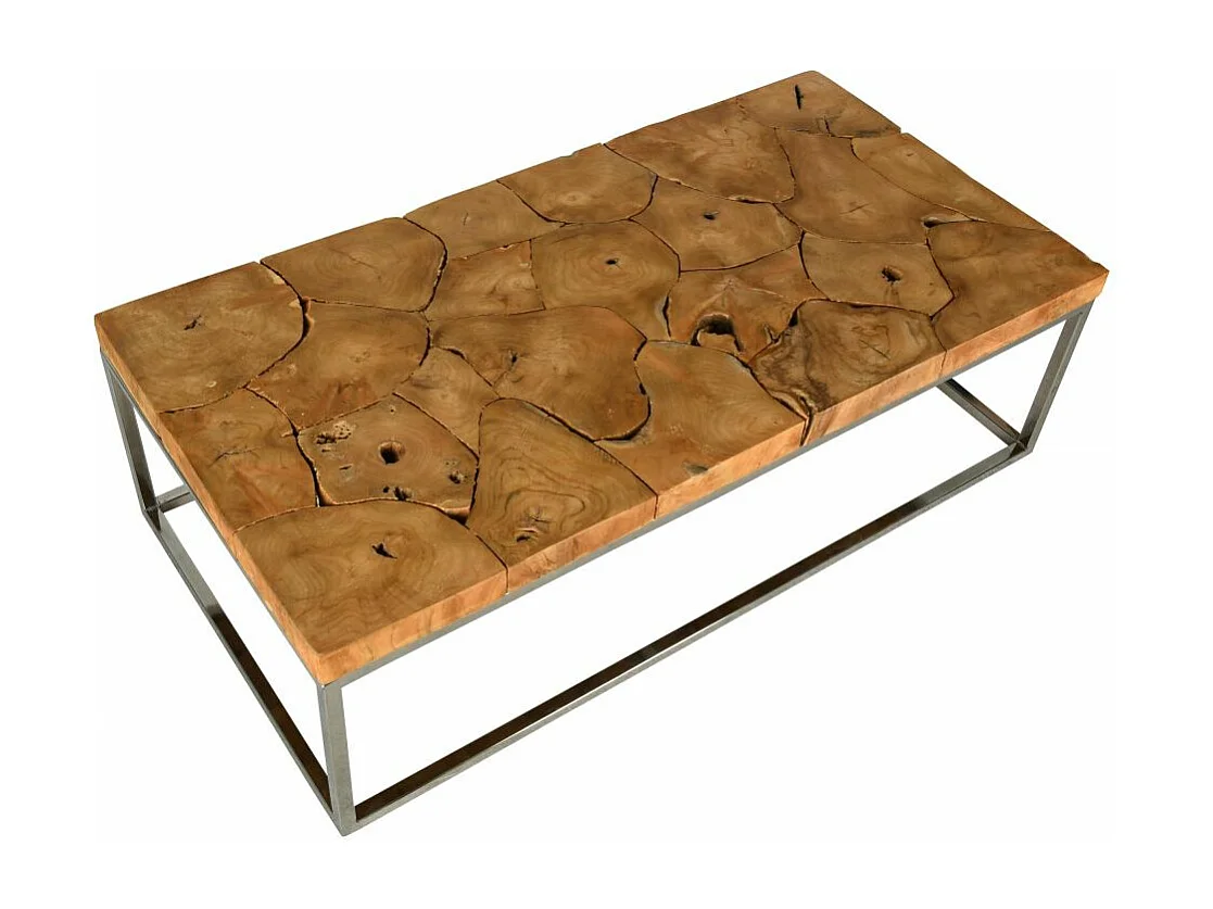 Table basse en teck et acier Puzzle
