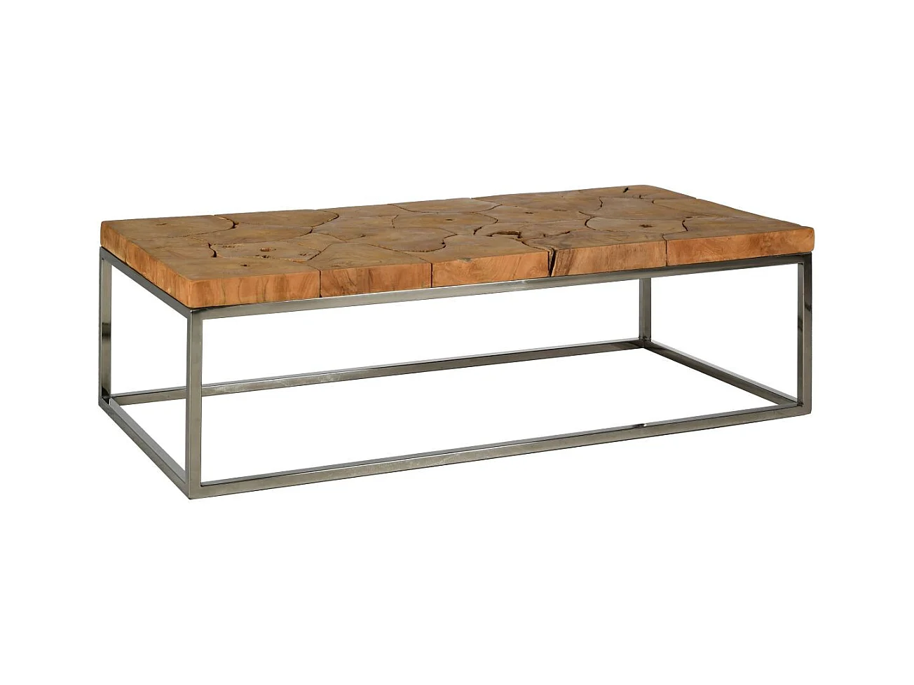 Table basse en teck et acier Puzzle