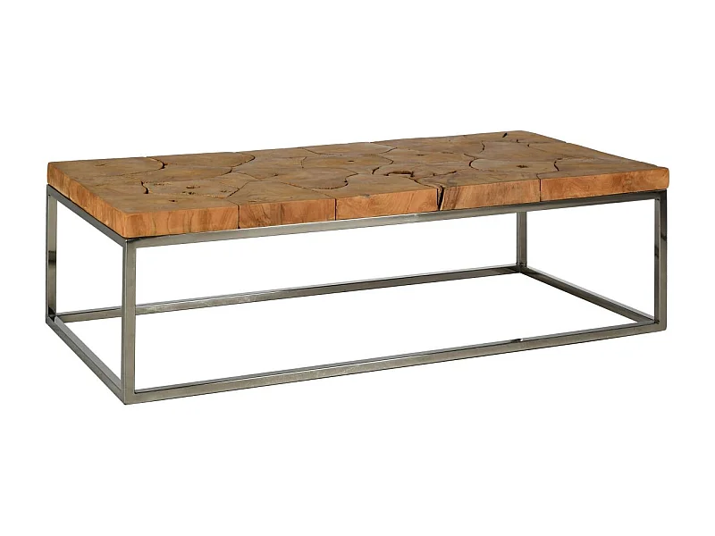 Table basse en teck et acier Puzzle