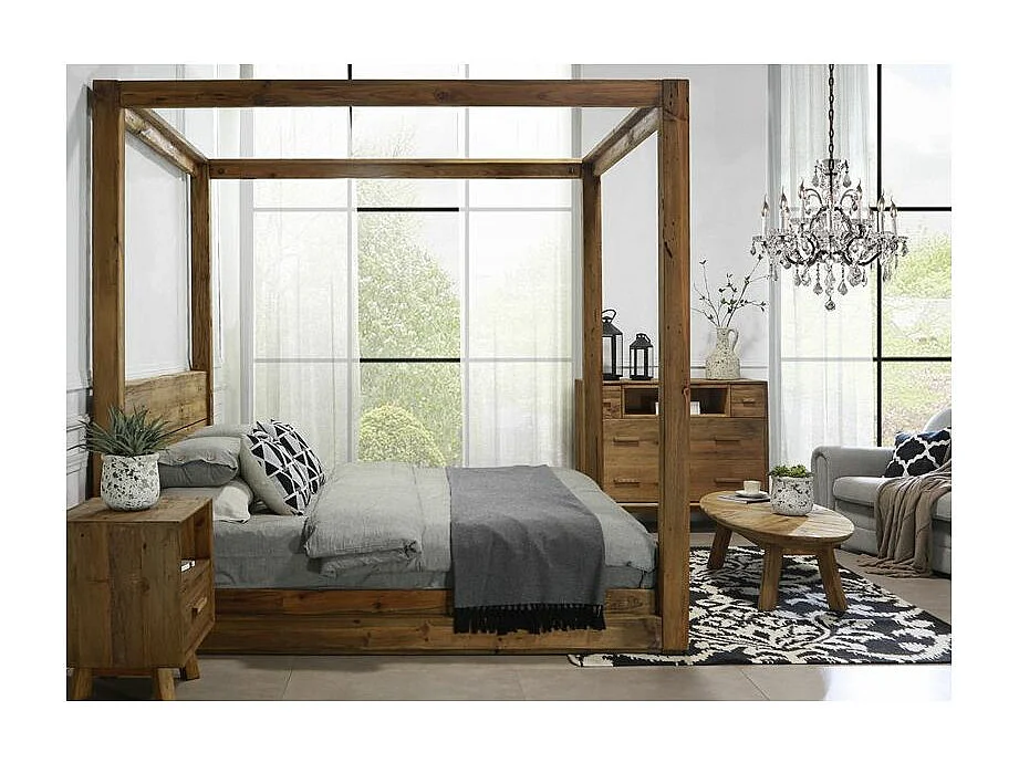 Table basse ovale en pin recyclé Rewood