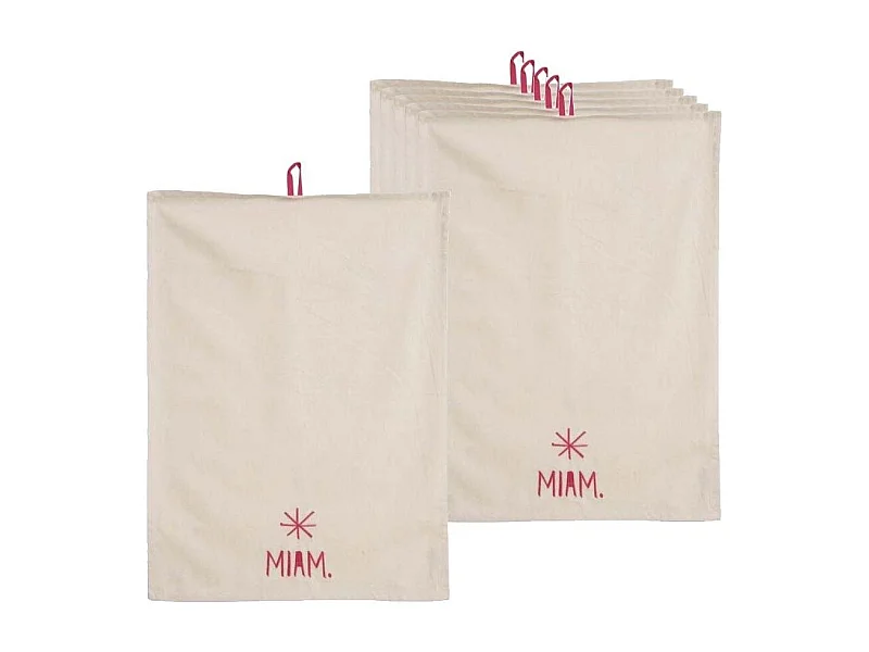 Torchon de cuisine en coton Miam (Lot de 6)