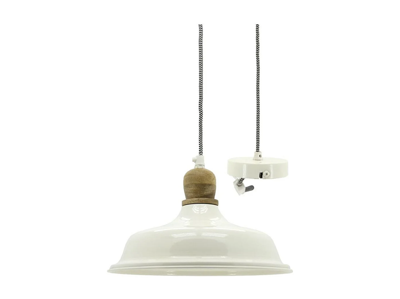 Suspension en métal et bois Ø 26 blanc