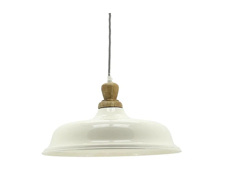 Suspension en métal et bois Ø 40 blanc