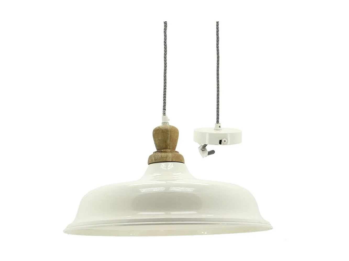 Suspension en métal et bois Ø 40 blanc
