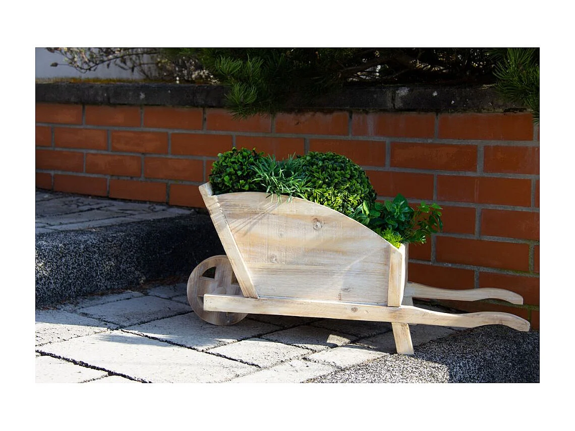 Jardinière brouette en bois