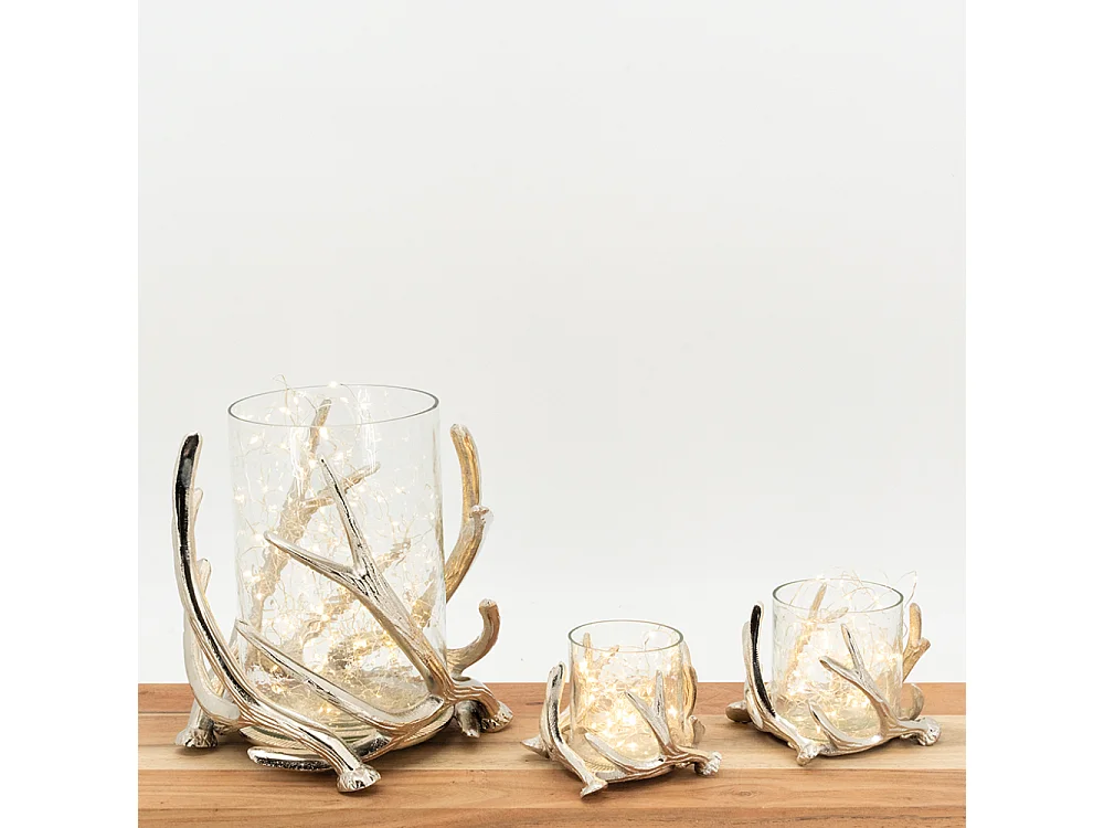 Photophore bois de cerf en aluminium Diamètre 25cm