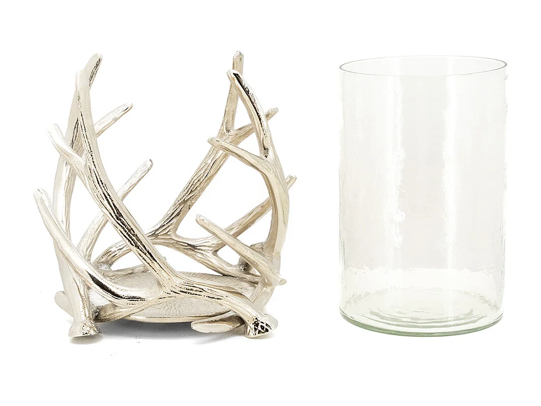 Photophore bois de cerf en aluminium Diamètre 25cm