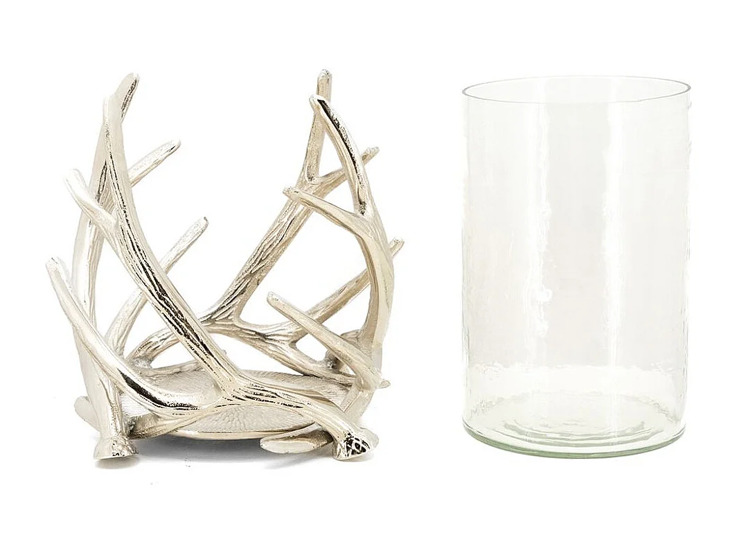 Photophore bois de cerf en aluminium Diamètre 25cm