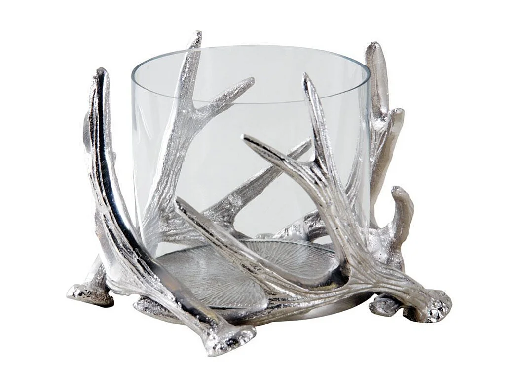 Photophore bois de cerf en aluminium Diamètre 20cm