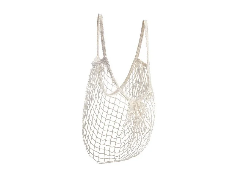 Filet à provisions en coton crème