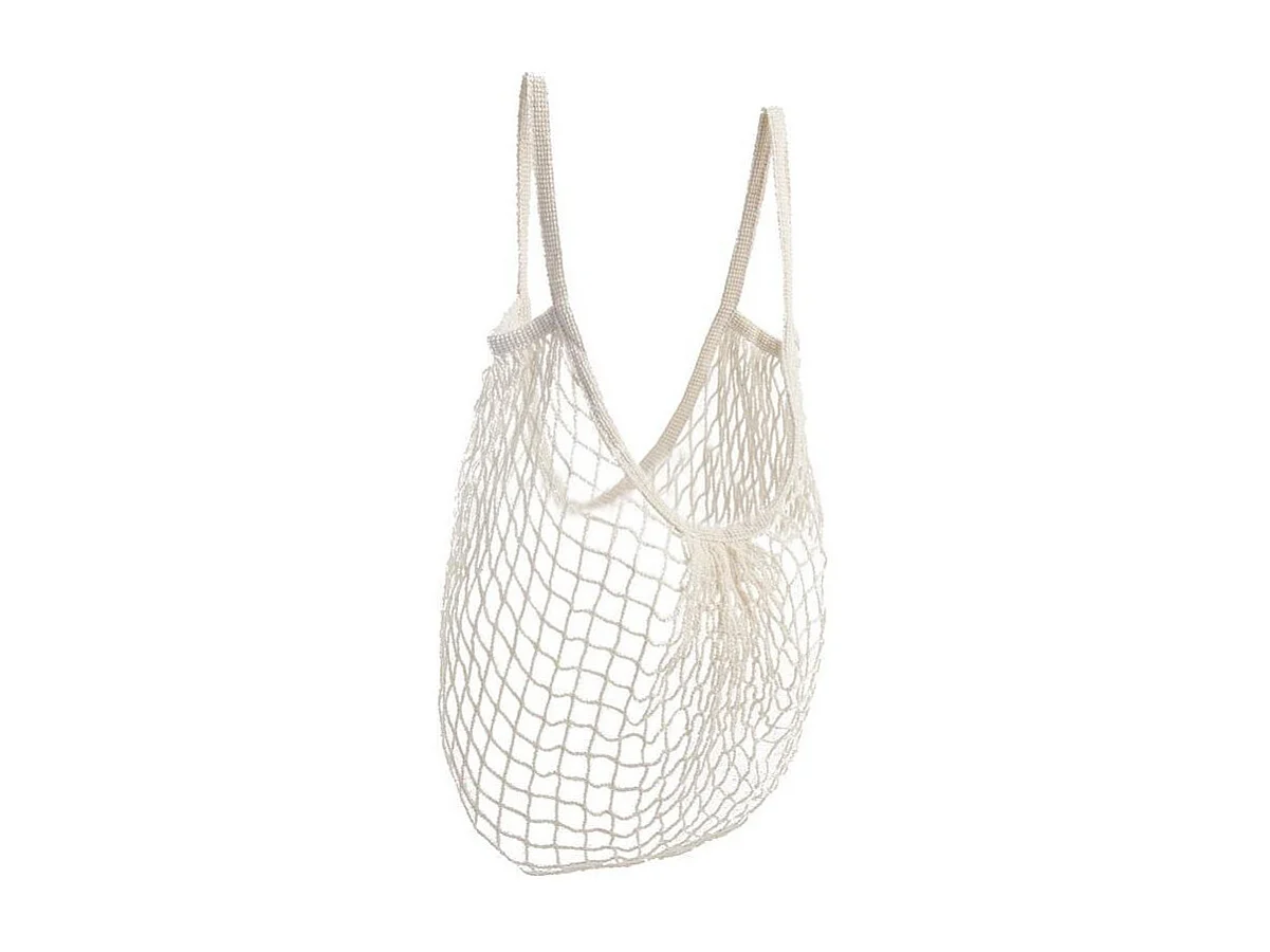 Filet à provisions en coton crème