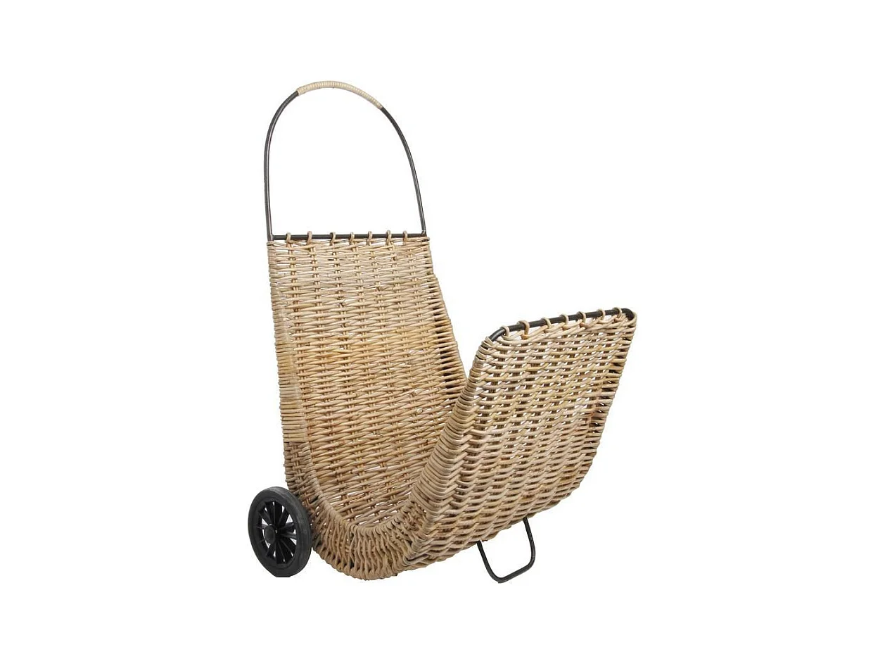 Chariot à bûches sur roulettes en poelet