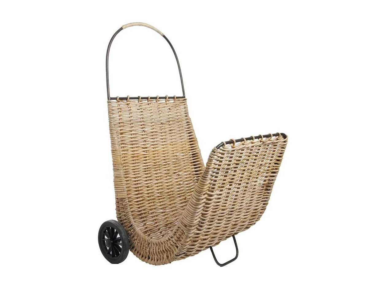 Chariot à bûches sur roulettes en poelet