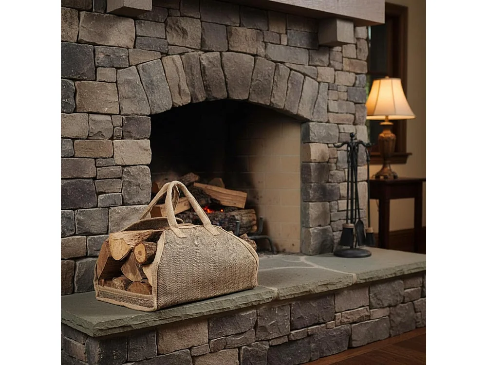 Sac à bûches en toile de jute renforcée