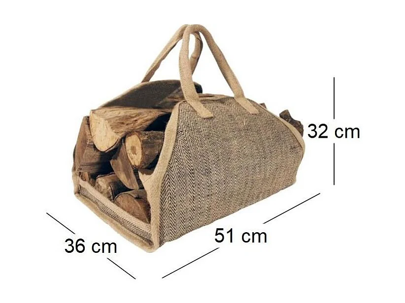 Sac à bûches en toile de jute renforcée