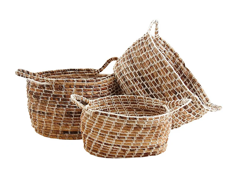 Ovale Aufbewahrungskörbe aus Bananenbaumholz (3er-Set)