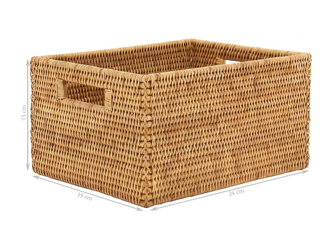 Panier de rangement en rotin naturel 24 x 19 x 13 cm