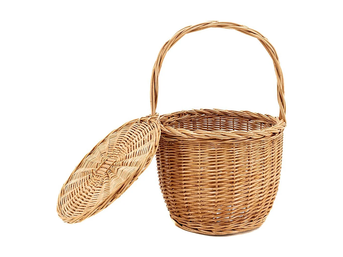 Panier à couvercle pivotant en osier clair