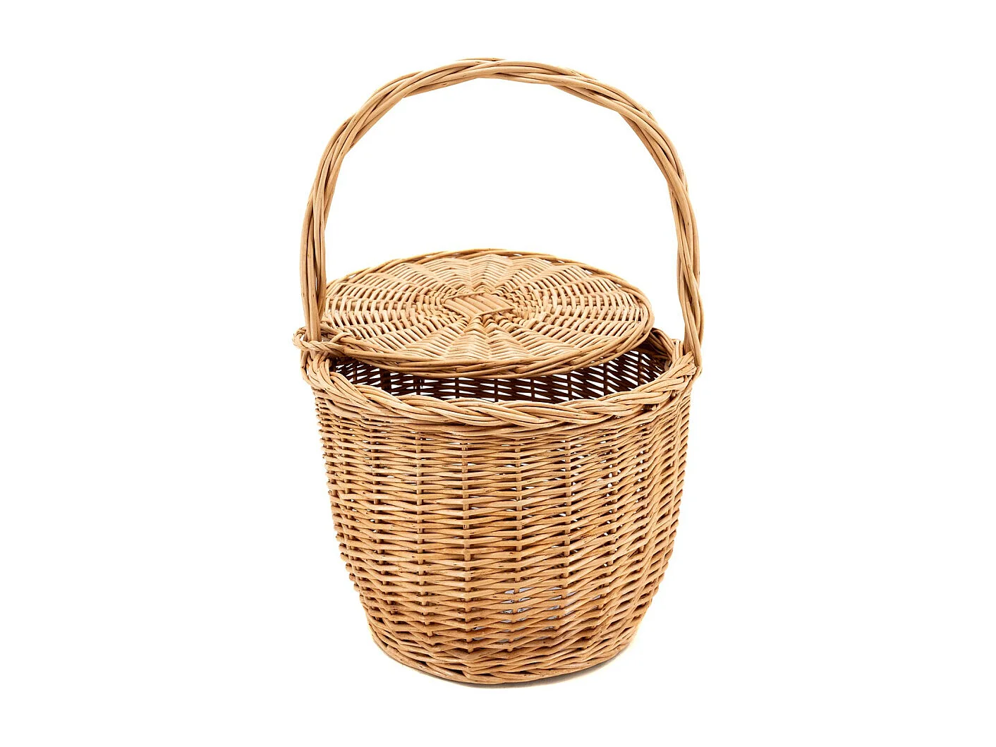 Panier à couvercle pivotant en osier clair