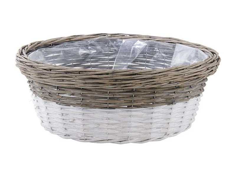 Corbeille en osier doublée plastique style rétro