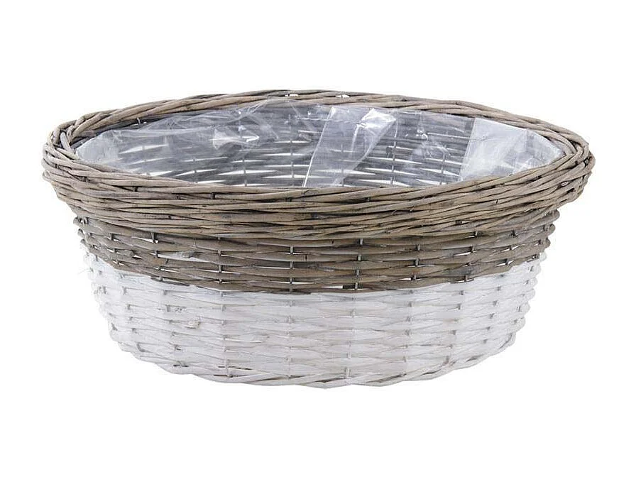 Corbeille en osier doublée plastique style rétro