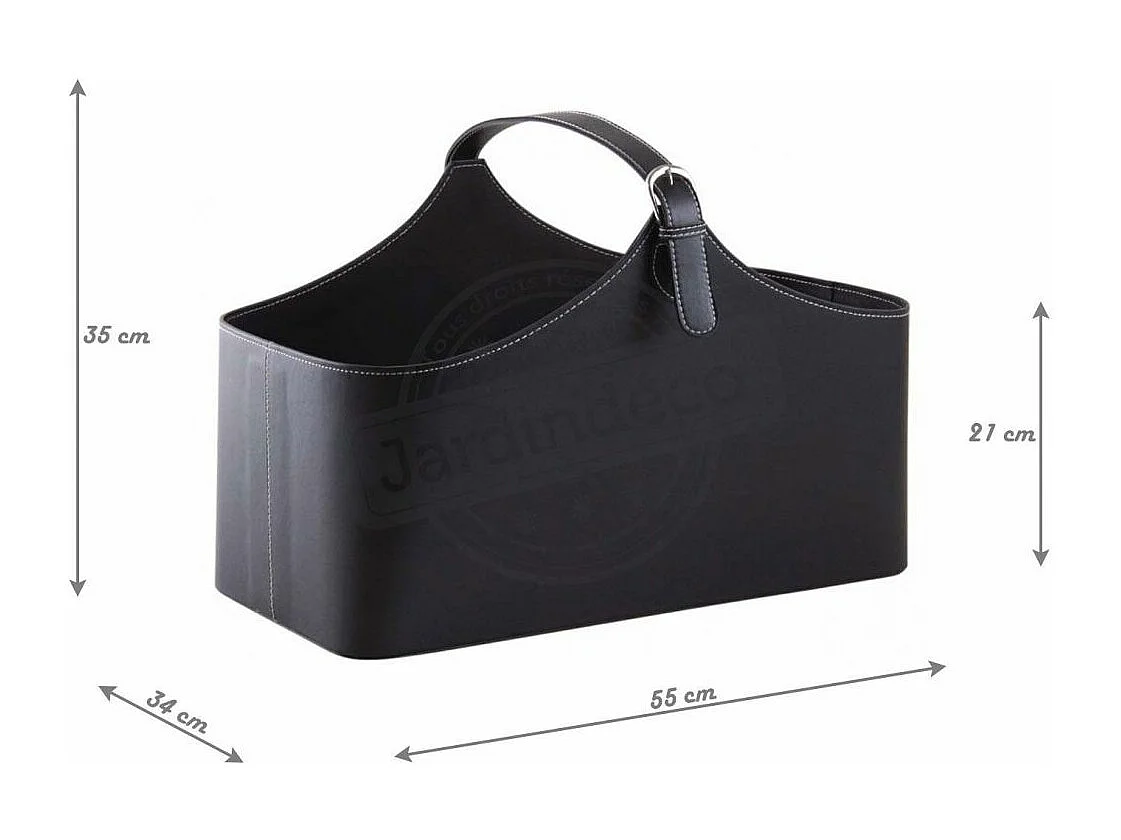 Corbeille de rangement en polyuréthane avec anse Noir