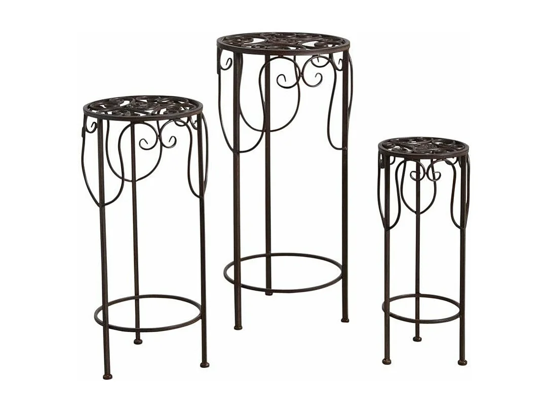 Sellettes rondes en métal vieilli (Lot de 3)