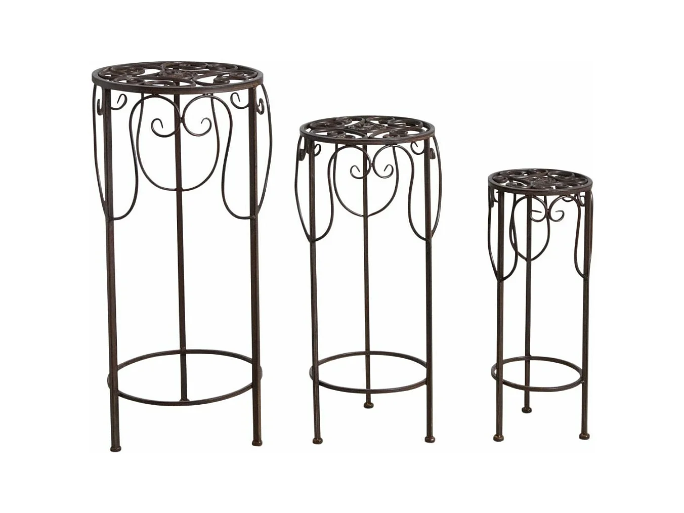 Sellettes rondes en métal vieilli (Lot de 3)