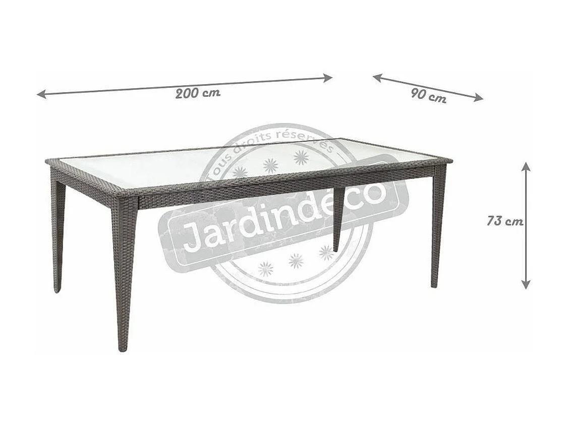 Table de jardin en polyrésine et verre
