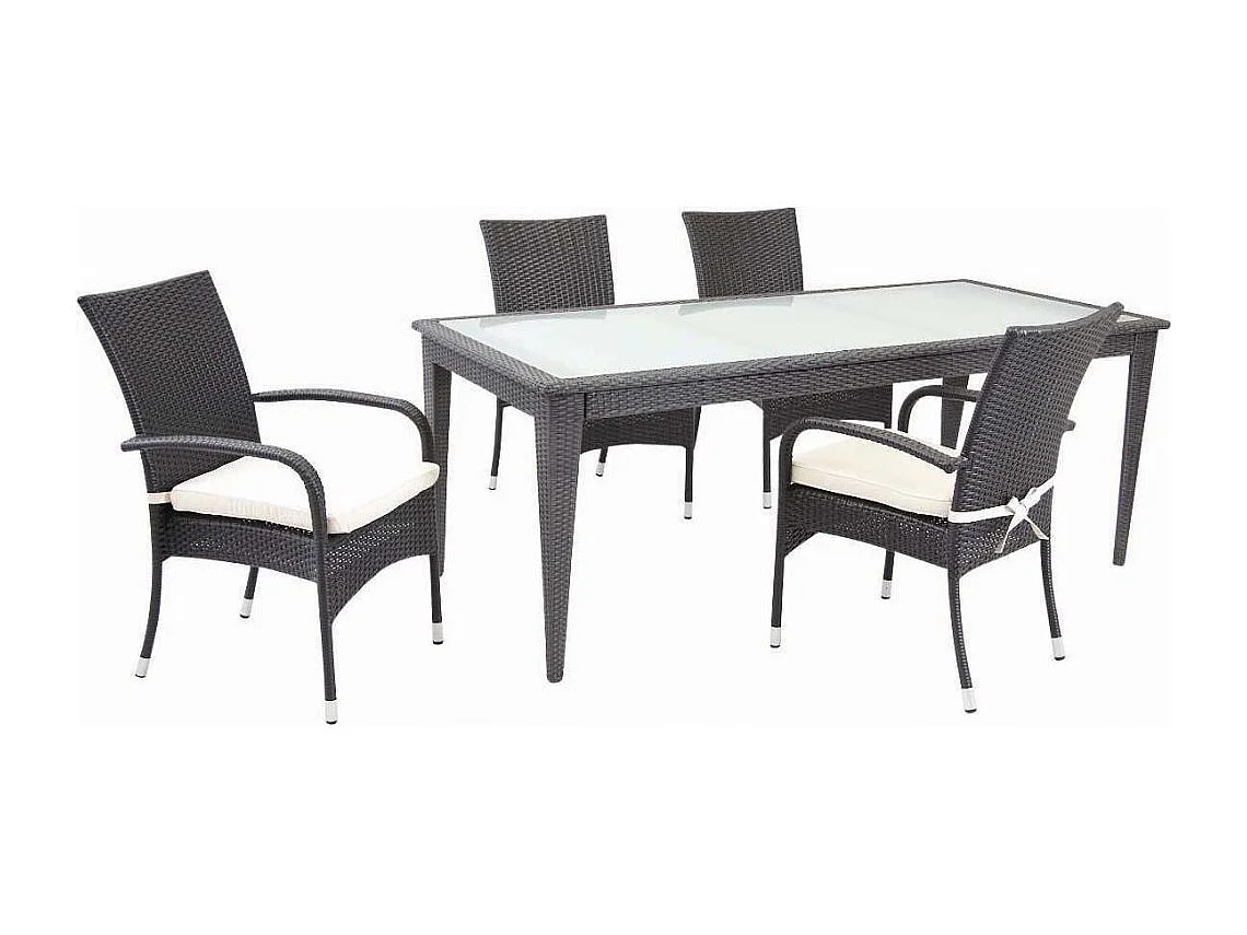 Table de jardin en polyrésine et verre