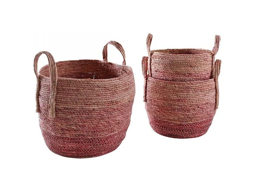 Cache-pots en maïs teinté (Lot de 3) Rose