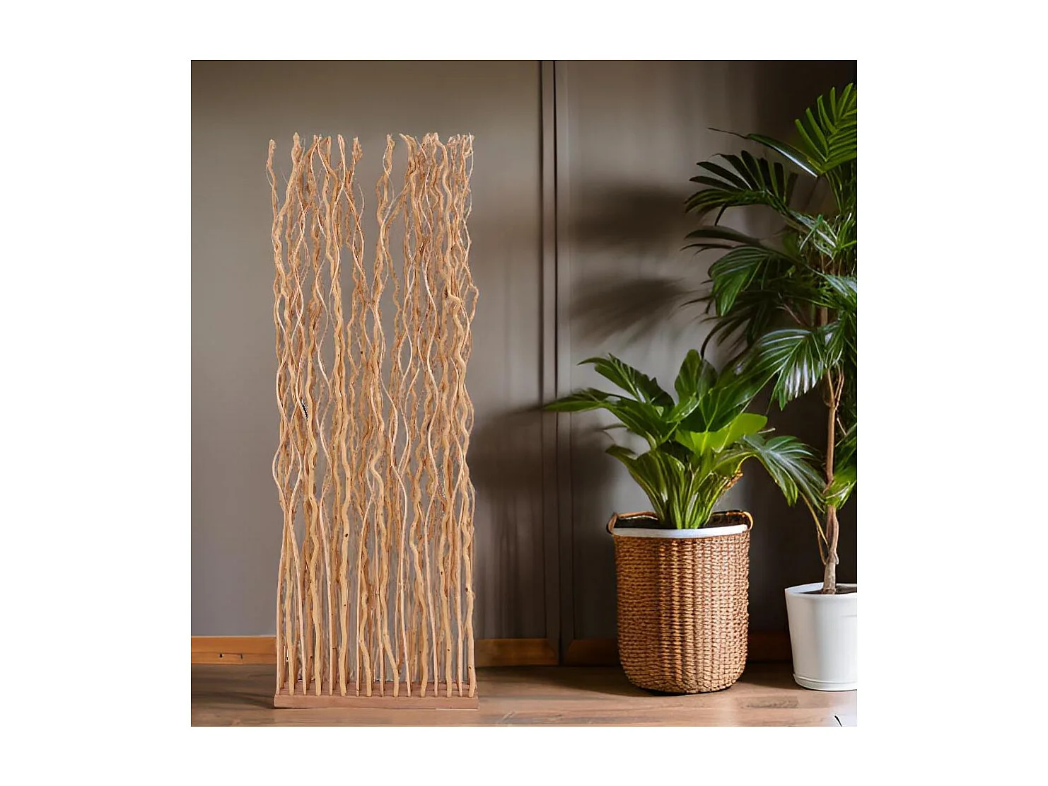 Paravent en osier avec socle et tiges Twist Modèle 1