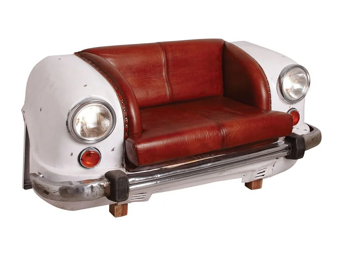 Canapé voiture en cuir de buffle et métal