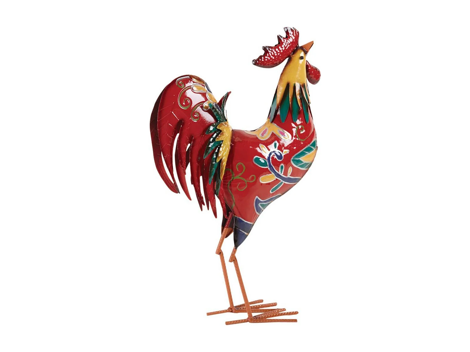 Coq en métal laqué multicolore