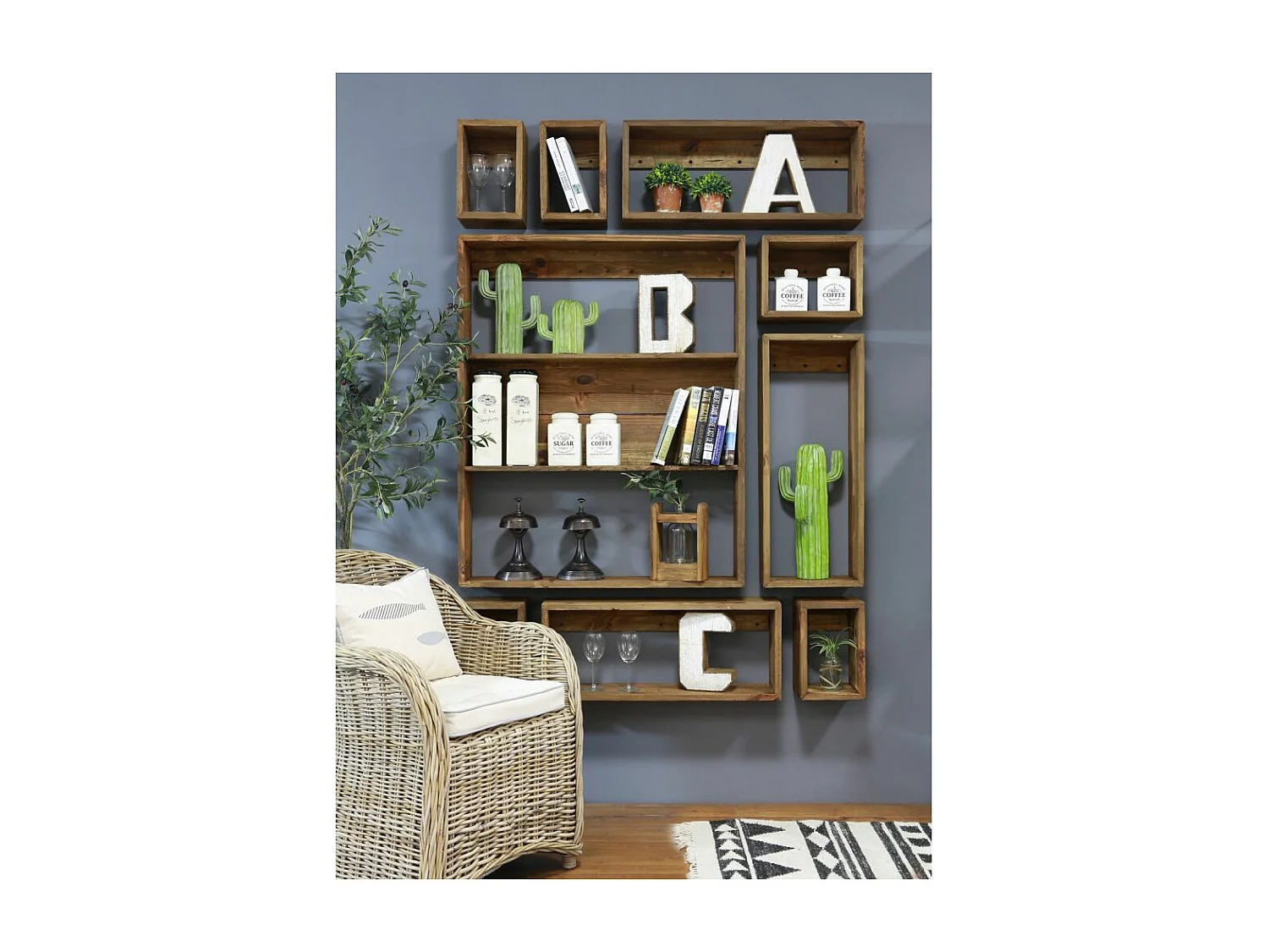 Étagères murales en pin recyclé REWOOD