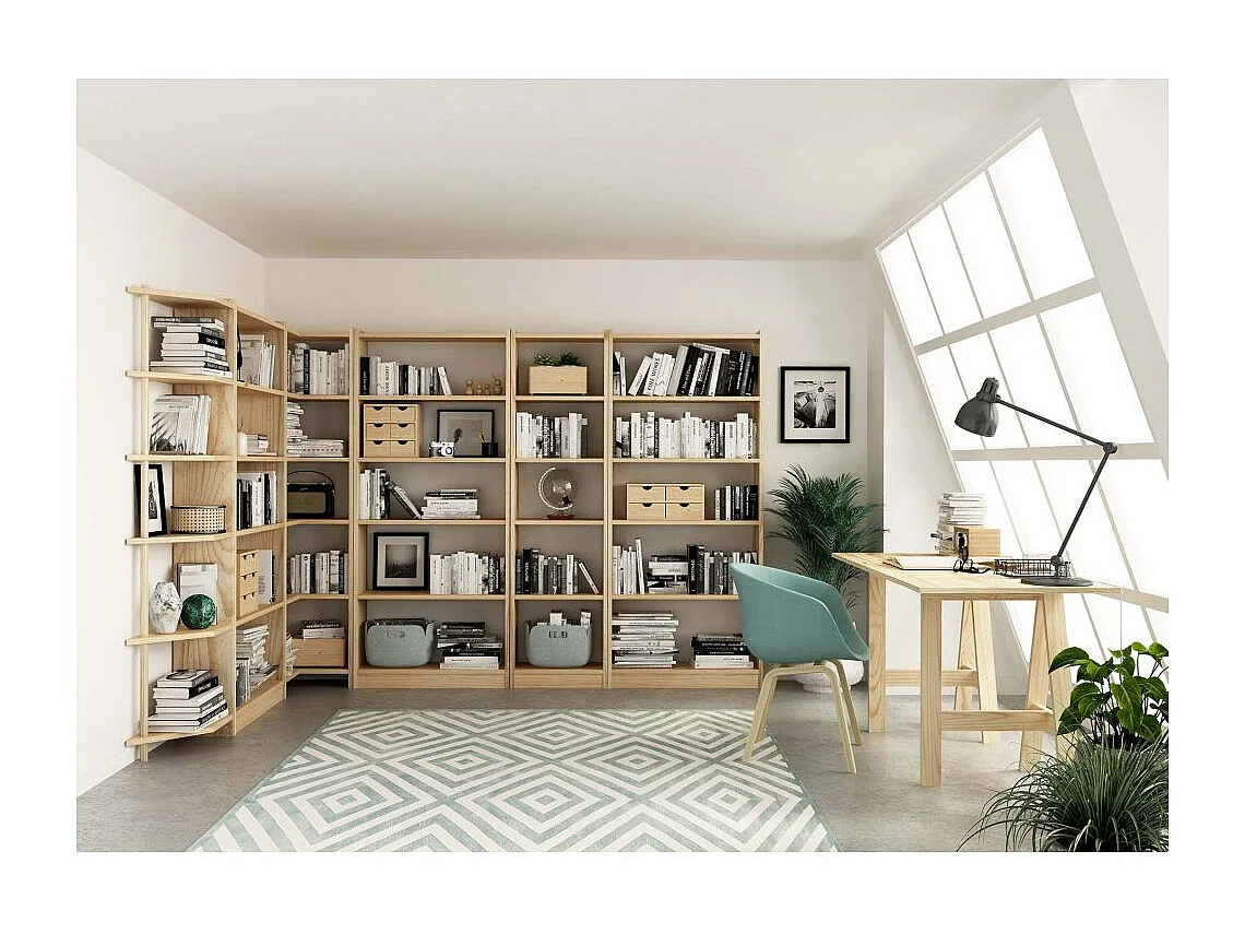 Etagère d'angle en pin brut Gala 4 tablettes