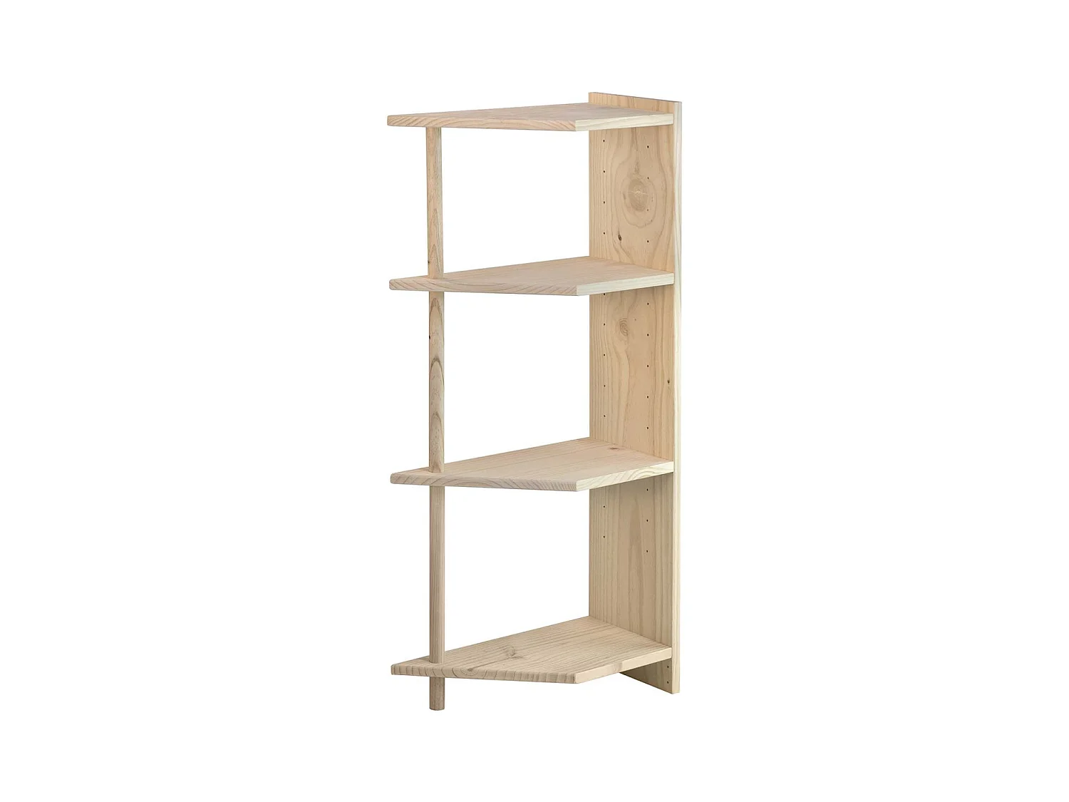 Etagère d'angle en pin brut Gala 4 tablettes