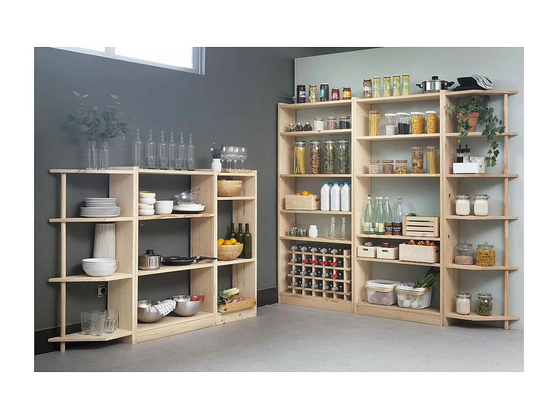 Etagère d'angle en pin brut Gala 4 tablettes