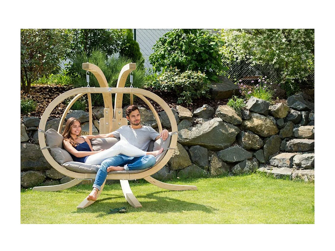 Ensemble canapé suspendu avec support Globo royal Taupe - coussin imperméable