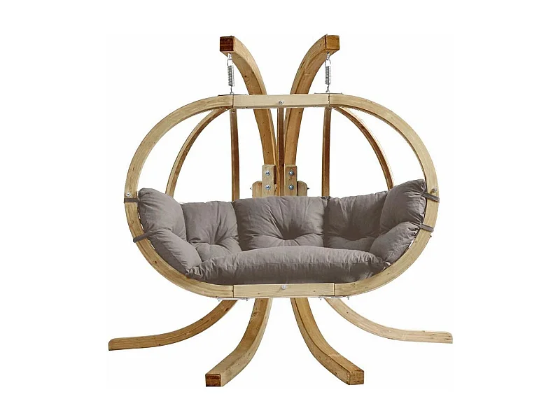 Ensemble canapé suspendu avec support Globo royal Taupe - coussin imperméable