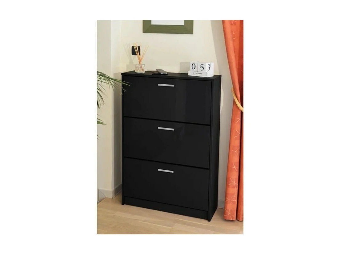 Armário para sapatos KLARK 74 cm - Preto Alto Brilho